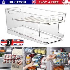 2 Tiers Soda Can Dispenser Stackable Holder Can Organizer Rack Fridge Shelf UK