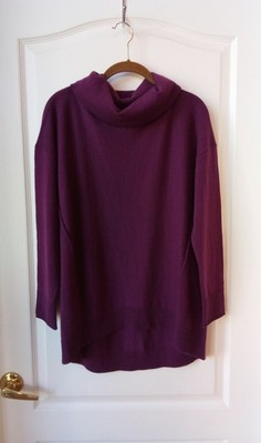 Celeste Cashmere Purple Cowl Neck Tunic Sweater Women's M NWOT!