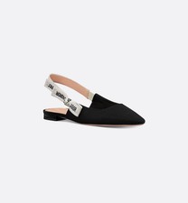 Christian Dior J’Adior Slingback Flats Black Technical Fabric Pointed Toe Italy