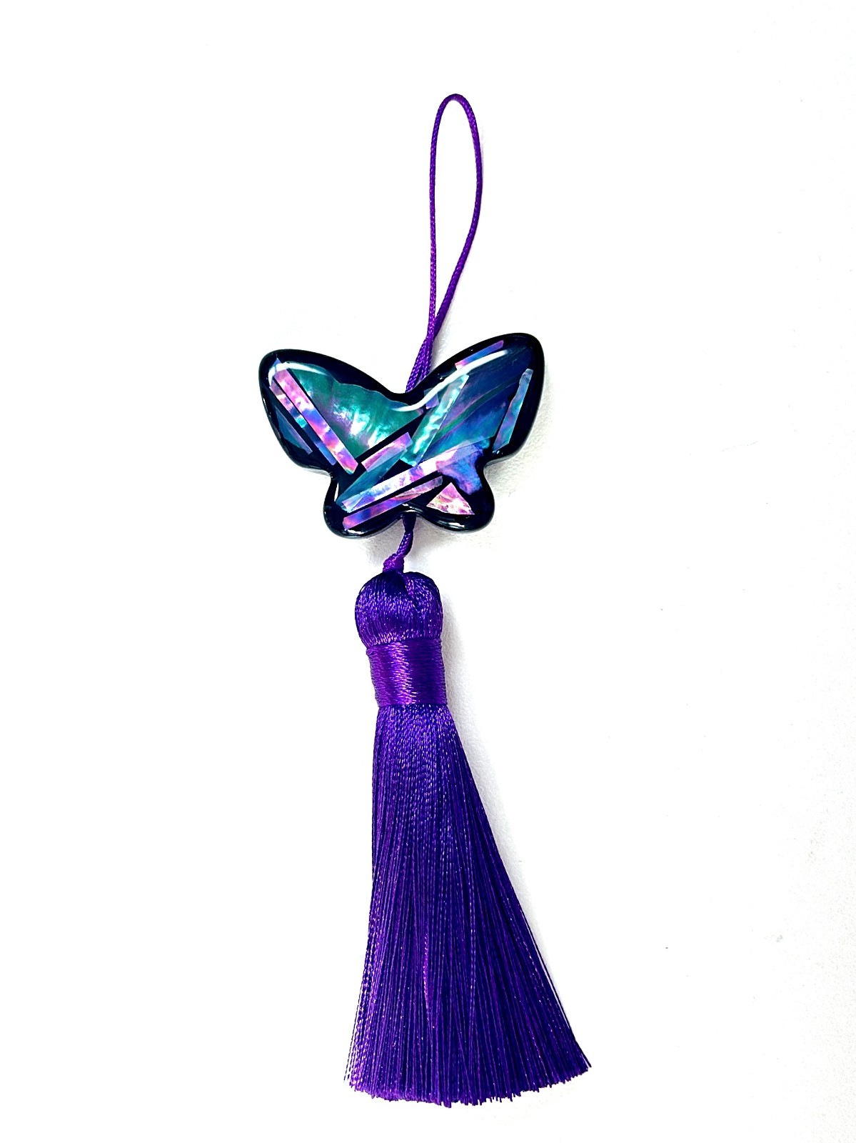 Korean Mother of Pearl Butterfly Norigae Keyring Handmade Lucky Charm Tassel Bag