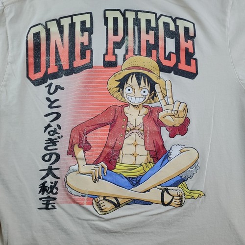 One Piece T-Shirt Uomo Grande Beige Grafica Maglietta Anime Manga Fanwear - Foto 14 di 21