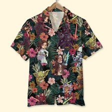 S W Hawaiian Shirt Summer Flower Pattern