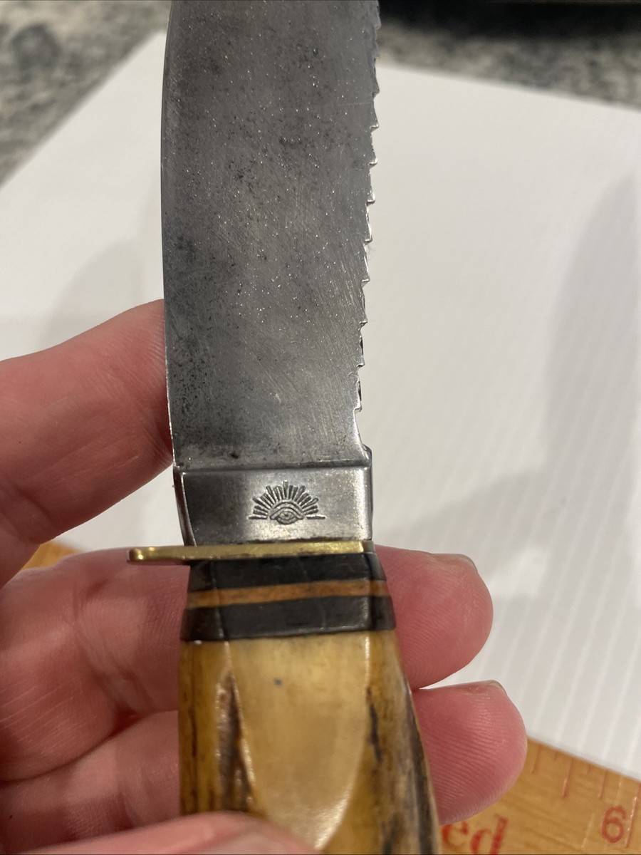 carl schlieper knife with fishing hook Carl Schlieper Vintage German Eye Stag Handle Hunting Knife Hunting Saw  Back