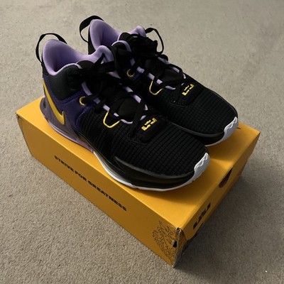 Nike LeBron Witness VII 7 Black/Gold/Lilac Lakers Basketball Shoes Men s 10.5