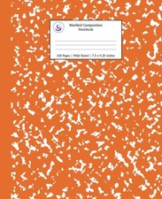 Marbled Composition Notebook: Pumpkin Marble Wide Ruled Paper Subject Book Scho