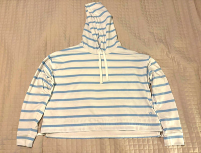 Southern Tide Women s M White/Blue Striped Hoodie in GREAT Shape/ soft too.