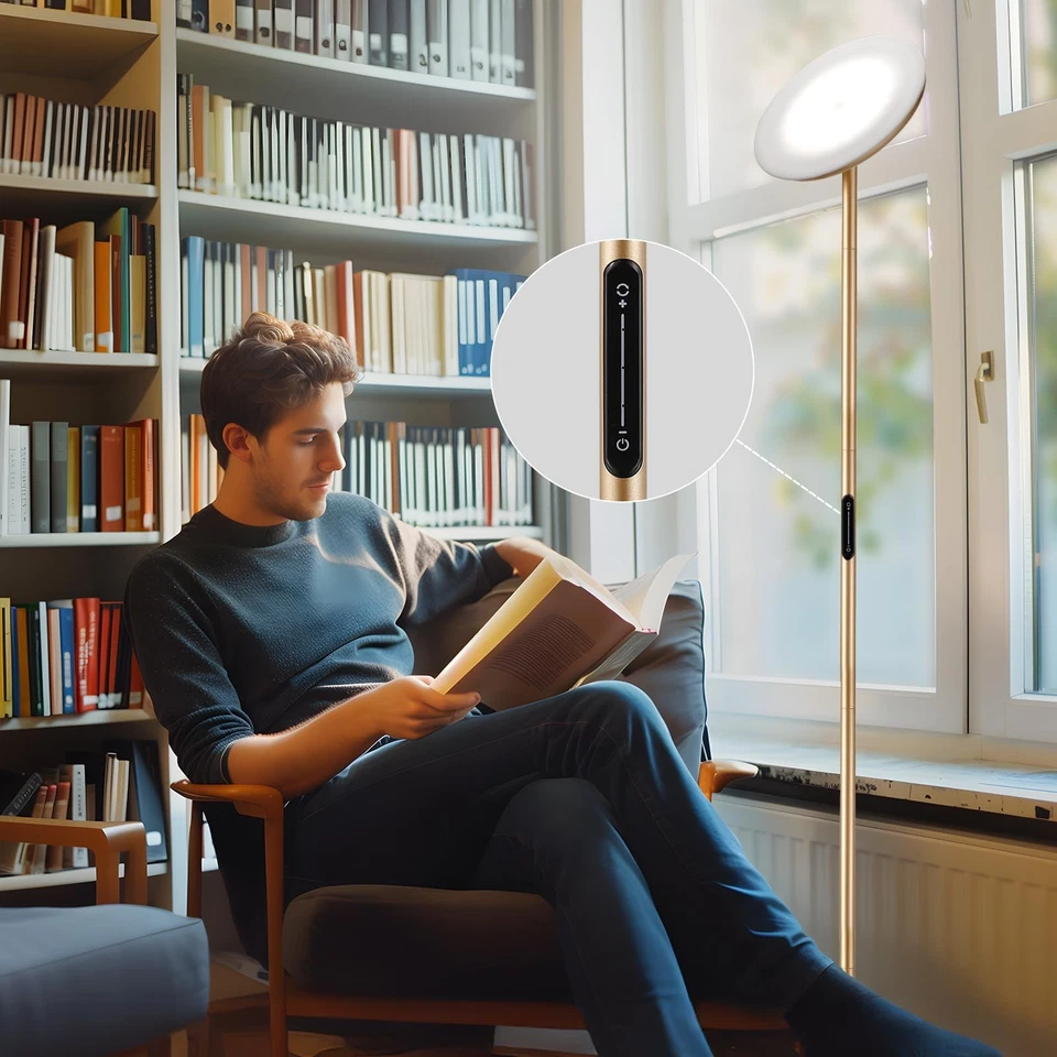 Lámpara de pie moderna - Control remoto y táctil, lámpara de pie Sky Torchiere, completa... Foto 3 de 4