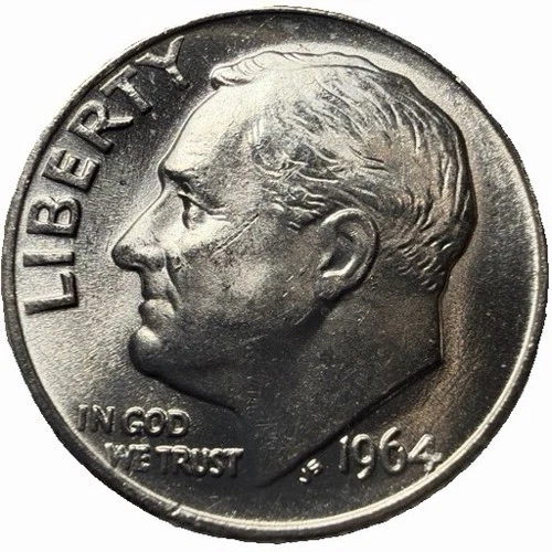 1964 Roosevelt Dime, 90% Silver UNC BU - 3MN