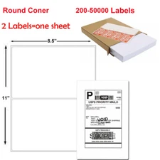 8.5x5.5" Round Corner Shipping Labels 2 Per Sheet Postage Self-adhesive UPS