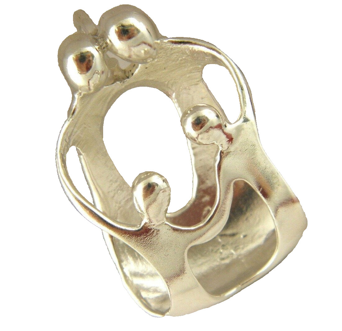 Sterling Silver Statement Large Art Openwork "Fam… - image 1
