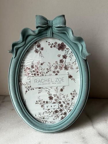 Teal Velvet Bow on top Photo Picture Oval Frame 5x7 Ornate Baroque NEW..