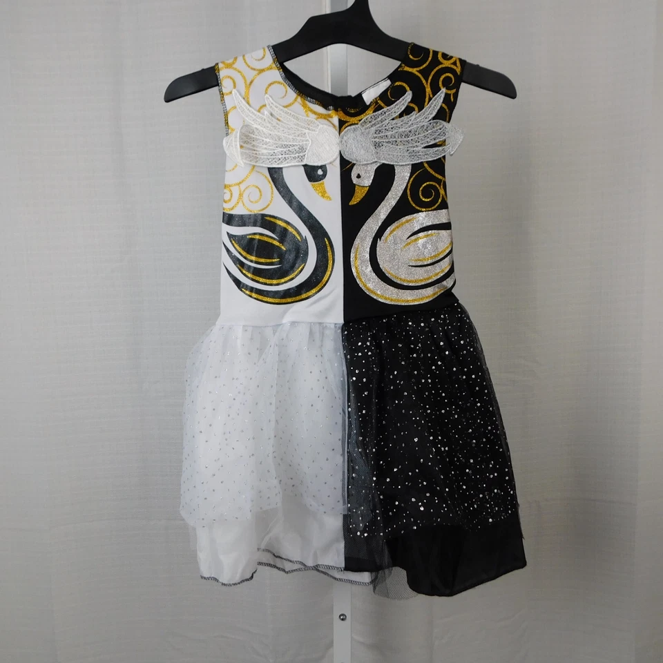 Vestido tutú y máscara de bailarina cisne negro para niños disfraz de Halloween - 4-7 pequeño #1391 Foto 2 de 4