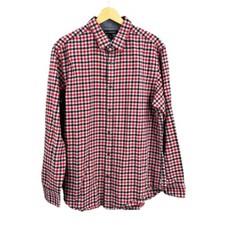 Banana Republic Men s Plaid Button Down Shirt Red Navy White Long Sleeve L