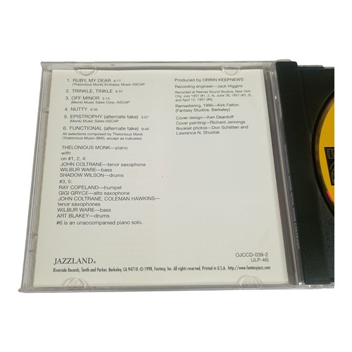 Thelonious Monk With John Coltrane – Self-Titled CD Album Jazz Bop 1950s - Picture 4 of 4