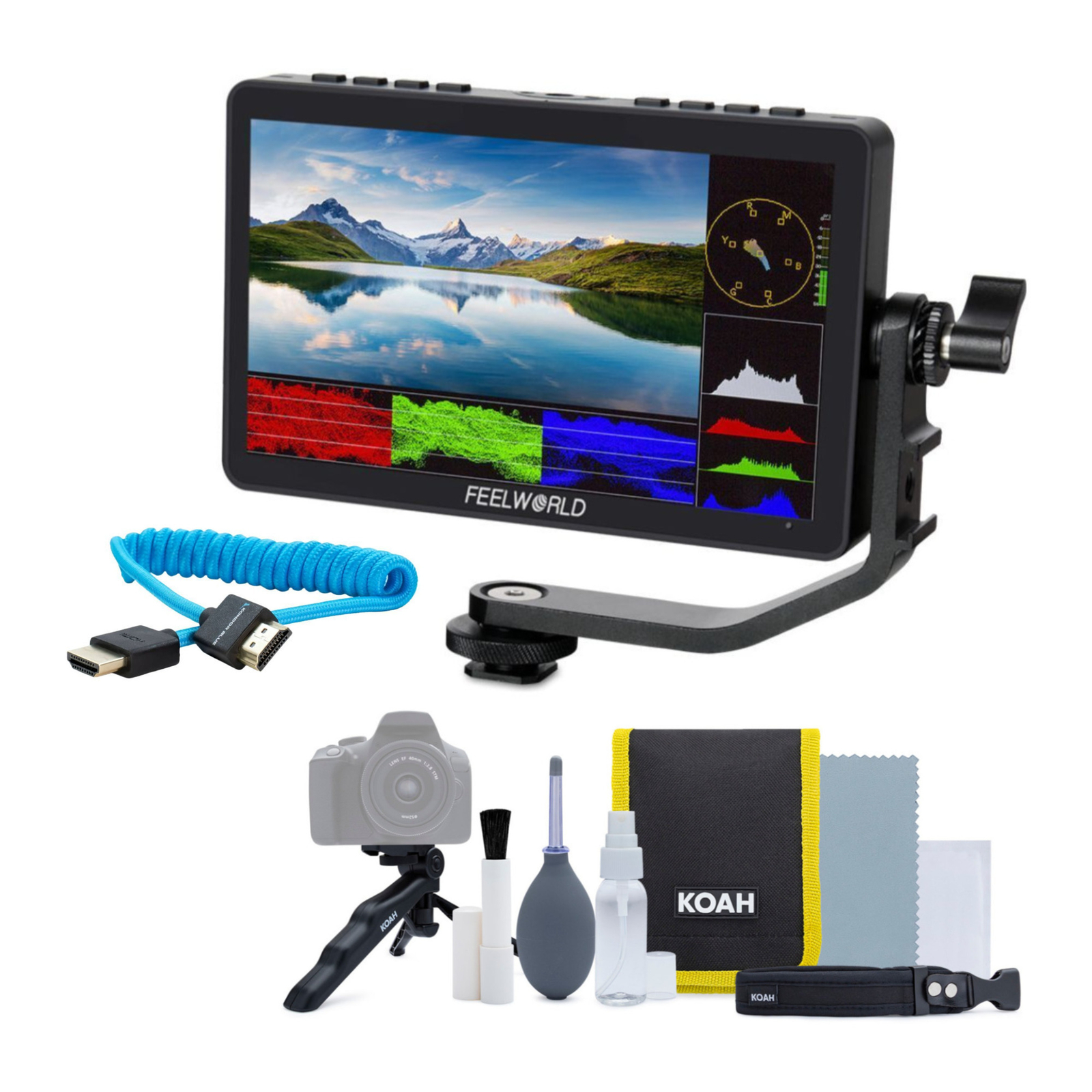 FeelWorld F5 Pro V4 6-дюймовый встроенный монитор с комплектом для чистки и кабелем HDMI