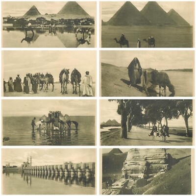 Egypt Cairo community life and landmarks pyramids of Giza Sphinx Nile lot of 8