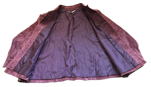 Live A Little Womens Raspberry Muave Suede Leather Jacket Coat Button Size XL - Picture 4 of 8