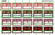 A002 DAVE'S DECALS SET Scale Auto FOR SALE SIGNS 1:18 scale size