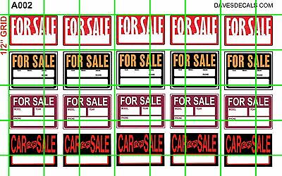 DEFAULT CARDSTOCK Scale FOR SALE SIGNS FOR 1:64 HOT WHEELS A003 DAVE'S DECALS