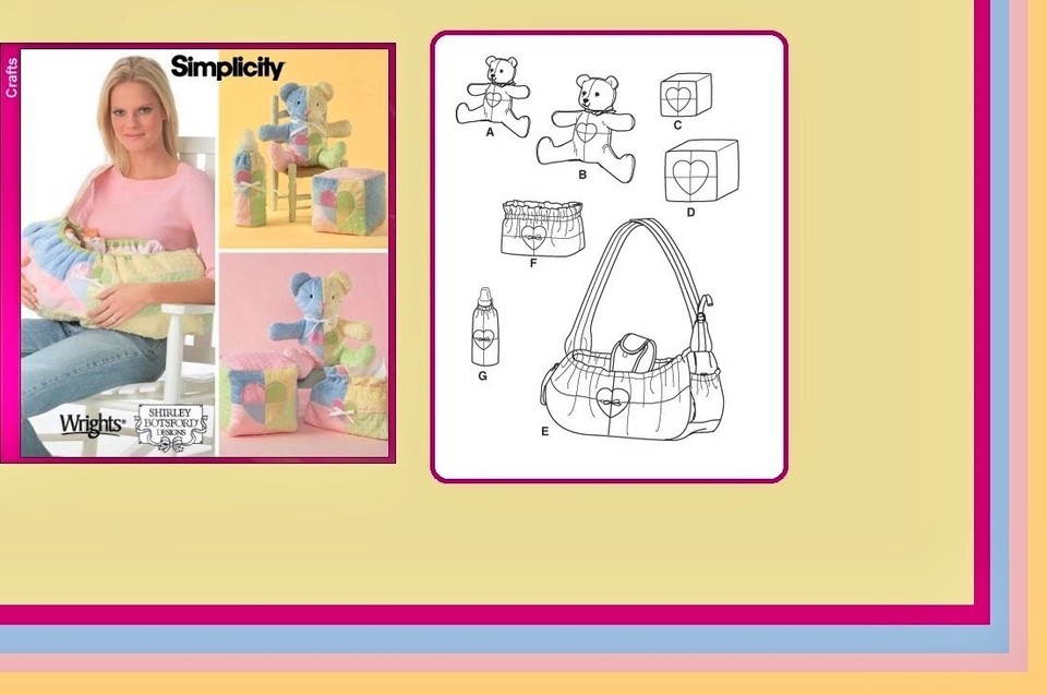 Simplicity Pattern 4075 Infant Carrier Bottle Cover Baby Blocks Bear ...