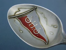 Sterling & Enamel SHEPARD Souvenir Spoon Pennant / Flag S.H.S SHS