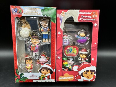 Two New Boxes Mini Christmas Ornaments DORA EXPLORER, Diego, Boots Vintage