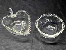 Imperial Glass Candlewick Round & Heart Trinket Bowls 5" Set of 2