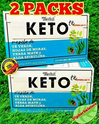 Te KETO TEA Therbal 40 Tea bags Alga Spirulina Yerba Mate Te Verde Moras 2 Packs
