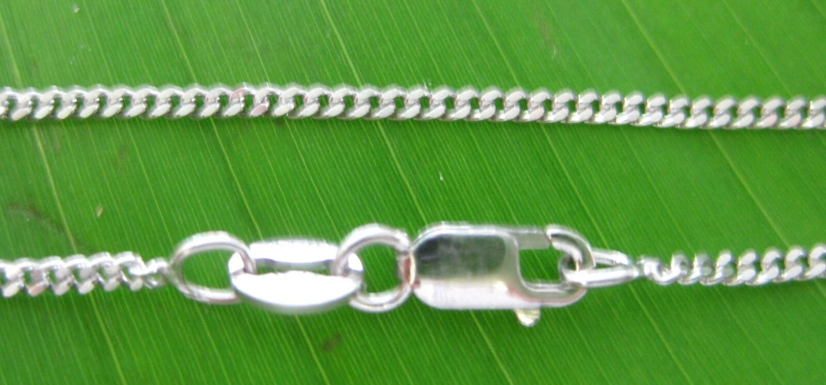 MADE IN ITALY 925 STERLING SILVER 1.5mm CURB CHAIN RHODIUM PLATED