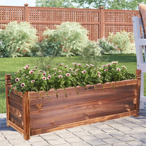 Spacious Wood Horticulture Raised Garden Bed Elevated Planter Box Indoor Outdoor - Picture 1 of 15