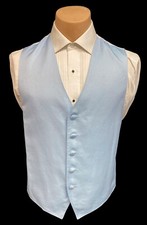 Men's Light Blue Jean Yves Tuxedo Vest Wedding Groom Cruise Prom M-Long Tall