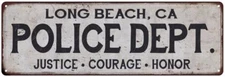 LONG BEACH, CA POLICE DEPT Vintage Look Metal Sign 1061800120128