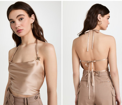 NWT $325 ROKH Emblem Detailed Button Halter Top FR 40 /US 8