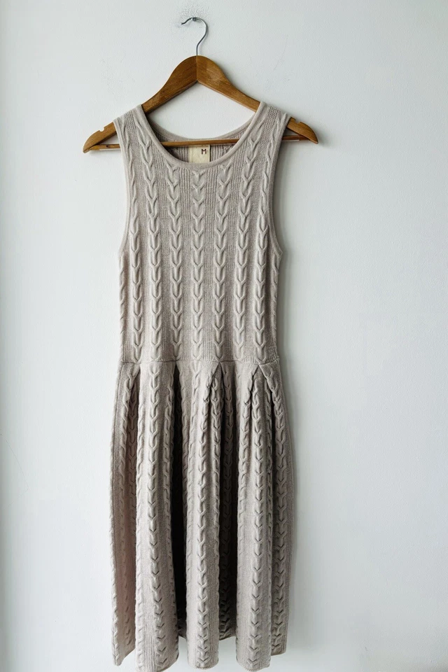 Vestido Anthropologie Far Away From Close beige 100 % lana tejido con cable para mujer mediano Foto 4 de 4