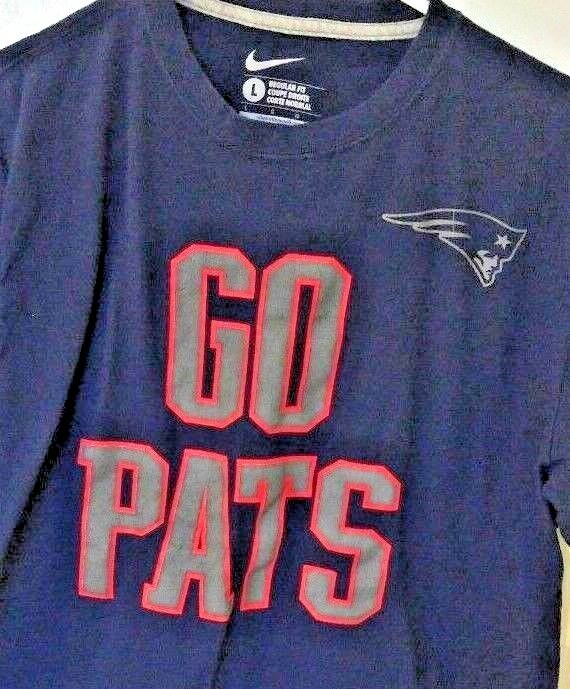 Pats Merch GO PATS New England Patriots Nike T- shirt Men's L Blue (384) | eBay