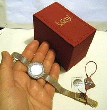 485 NWB Women's Burgi Bur236 Swarovski Crystal Diamond Stainless Gold Watch