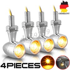 4 Stück 12V Motorrad LED Mini Blinker E24-Geprüft Chrom Blinkleuchte Universal