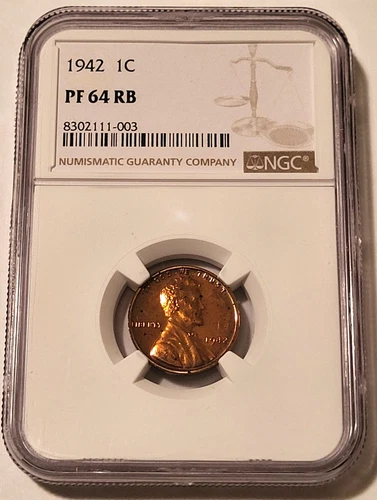 NGC 1942 Lincoln Wheat Cent PF64 RB Low Mintage Proof