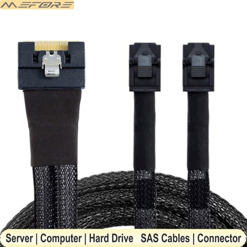 PCI-E Slimline SAS SFF-8654 8i 4.0 to 2X SAS HD SFF-8643 Server Connection Cable - Picture 3 of 6