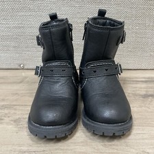 CARTER'S Toddler Girl 7M Black SORA Zip Up Faux Leather Moto Boots CF21N04B Cute