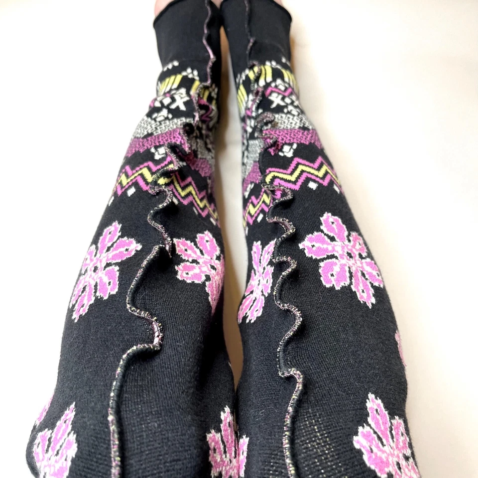 Suéter Tejido Floral Sobre la Rodilla Calcetines Rosa Calentadores de Piernas Negro Hasta los Muslos Nuevo Foto 4 de 4