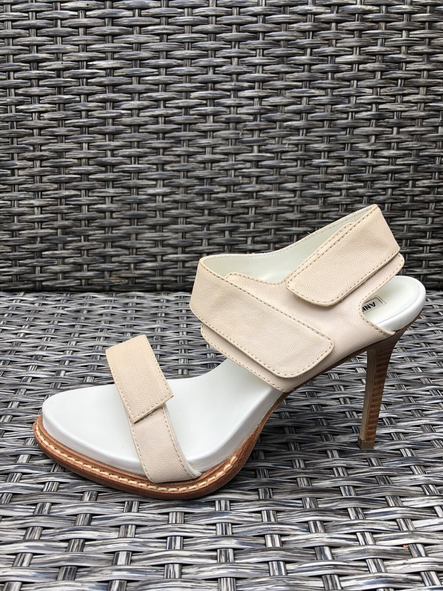 Ann Demeulemeester $965 Nude Strap Leather Heel Sandals