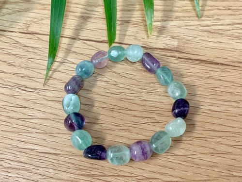 Fluorite Bracelet Nugget Stretchy Gemstone Bracelet Crystal Reiki Wicca Chakra - 第 7/10 張圖片