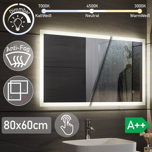 Aquamarin® Miroir de salle de bain DEL miroir de salle de bain miroir mural miroir lumineux salle de bain - Photo 10/60