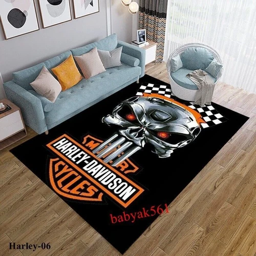 2026 Retro Motorrad Harley SKUll Racing Teppich Fußmatte Wohnzimmer Schlafzimmer - Bild 27 von 35