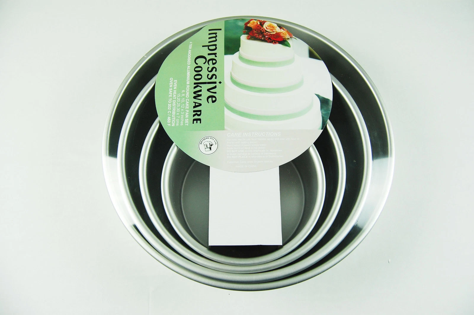 Round Cake Tin Set 4 tier Impressive Cookware 6 8 10 12 x 3inch deep