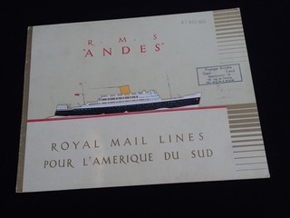 1957 ROYAL MAIL LINE RMS ANDES ART DECO PRE MAIDEN BROCHURE #6