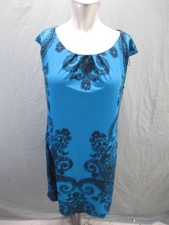 London Style Size 10 Womens Blue Floral Round Neck Beautiful A Line Dress 177