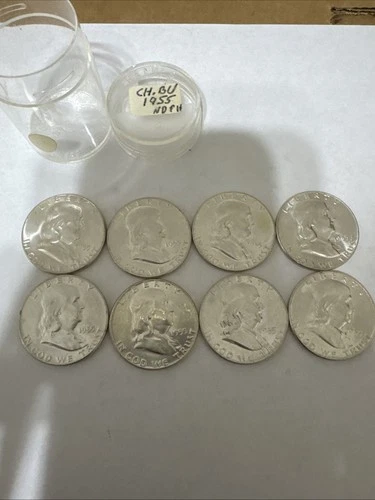 1955 Franklin Half Dollar AU Lot Of 8