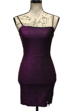 Lulus Purple Glitter Shimmer Mini Bodycon Dress XS Spaghetti Strap Fairy Party